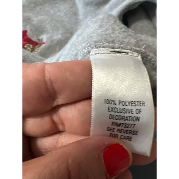 Gray Long Sleeve V-Neck Fleece Pullover M Embroidered Cardinals - Picture 11 of 12